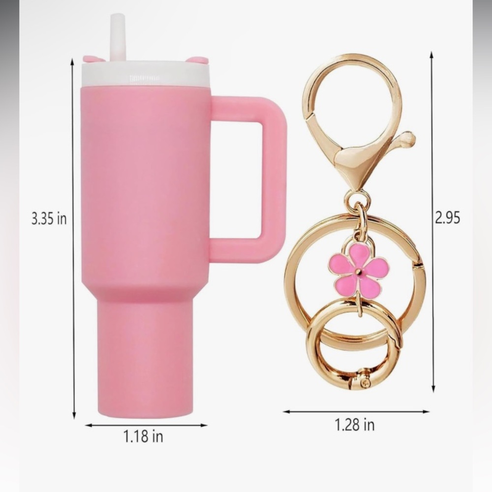 Pink travel cup bag charm/key chain